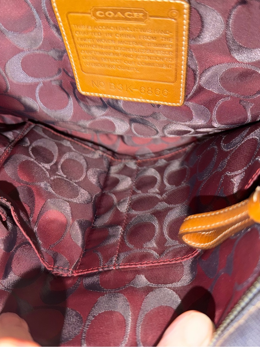 Coach Vintage 2003 Navy Denim Tote with Red & Brown Leather Trim style 6866 - Picture 10 of 16
